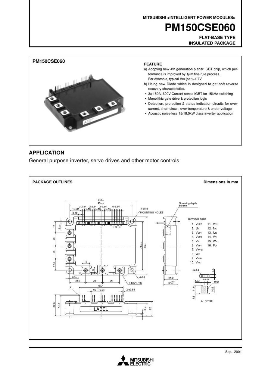 PM150CSE060,  Mitsubishi, Power Transistor Module