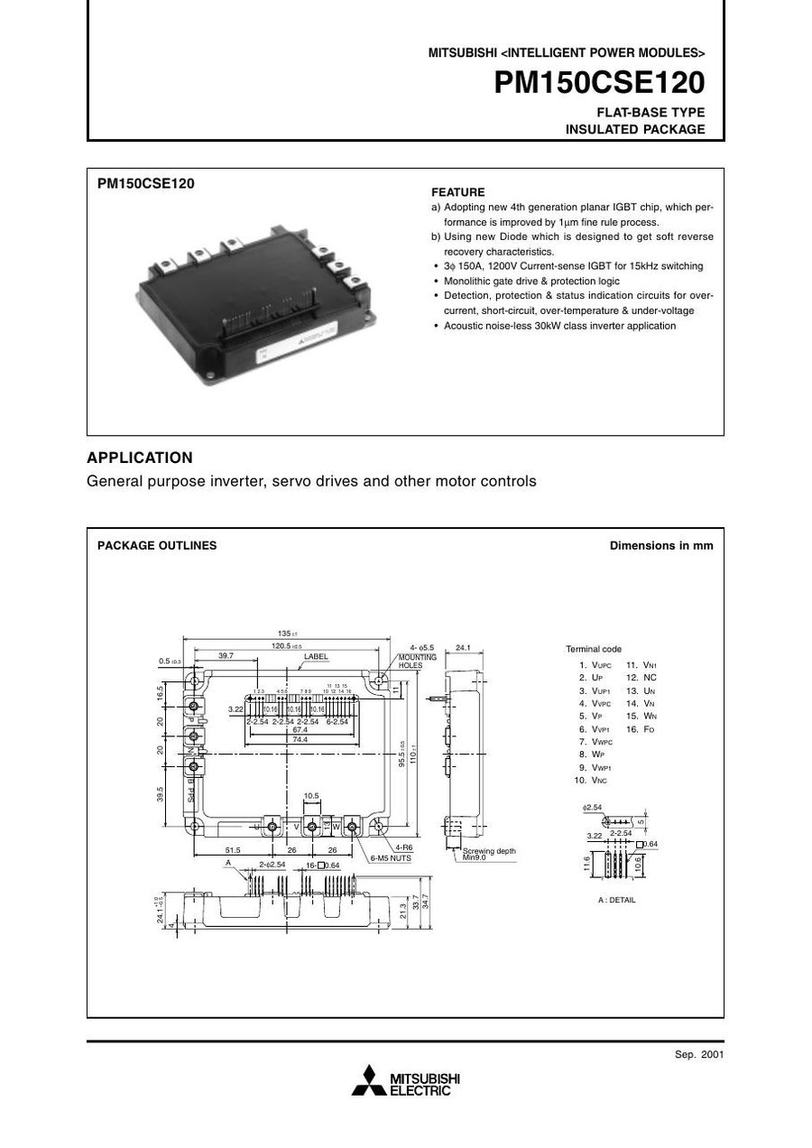 PM150CSE120, Mitsubishi, Power Transistor Module