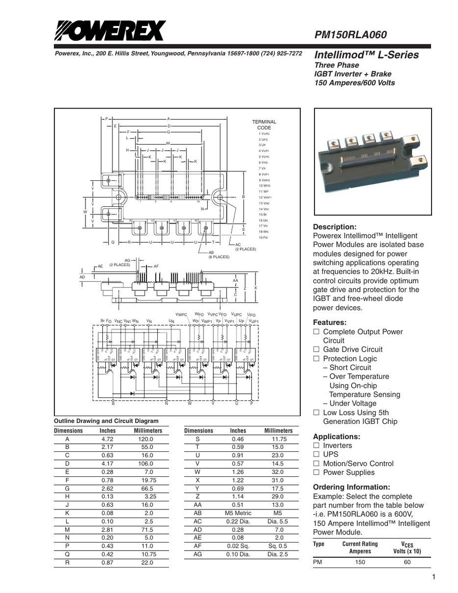 PM150RLA060, Mitsubishi, Power Transistor Module