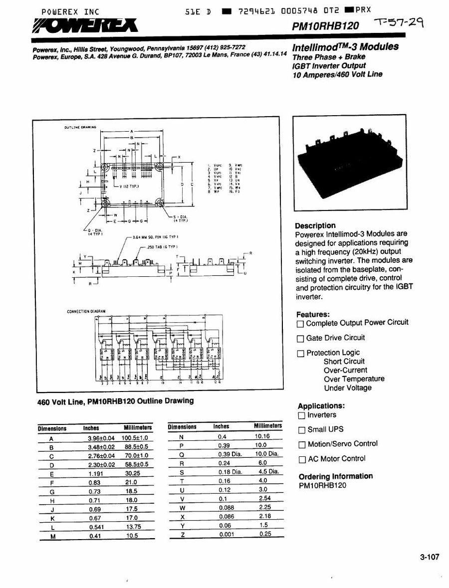 PM15RHB120, Mitsubishi Power Transistor Module