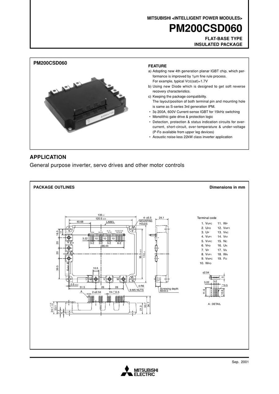 PM200CSD060 Mitsubishi Intelligent Power Modules (IPM)