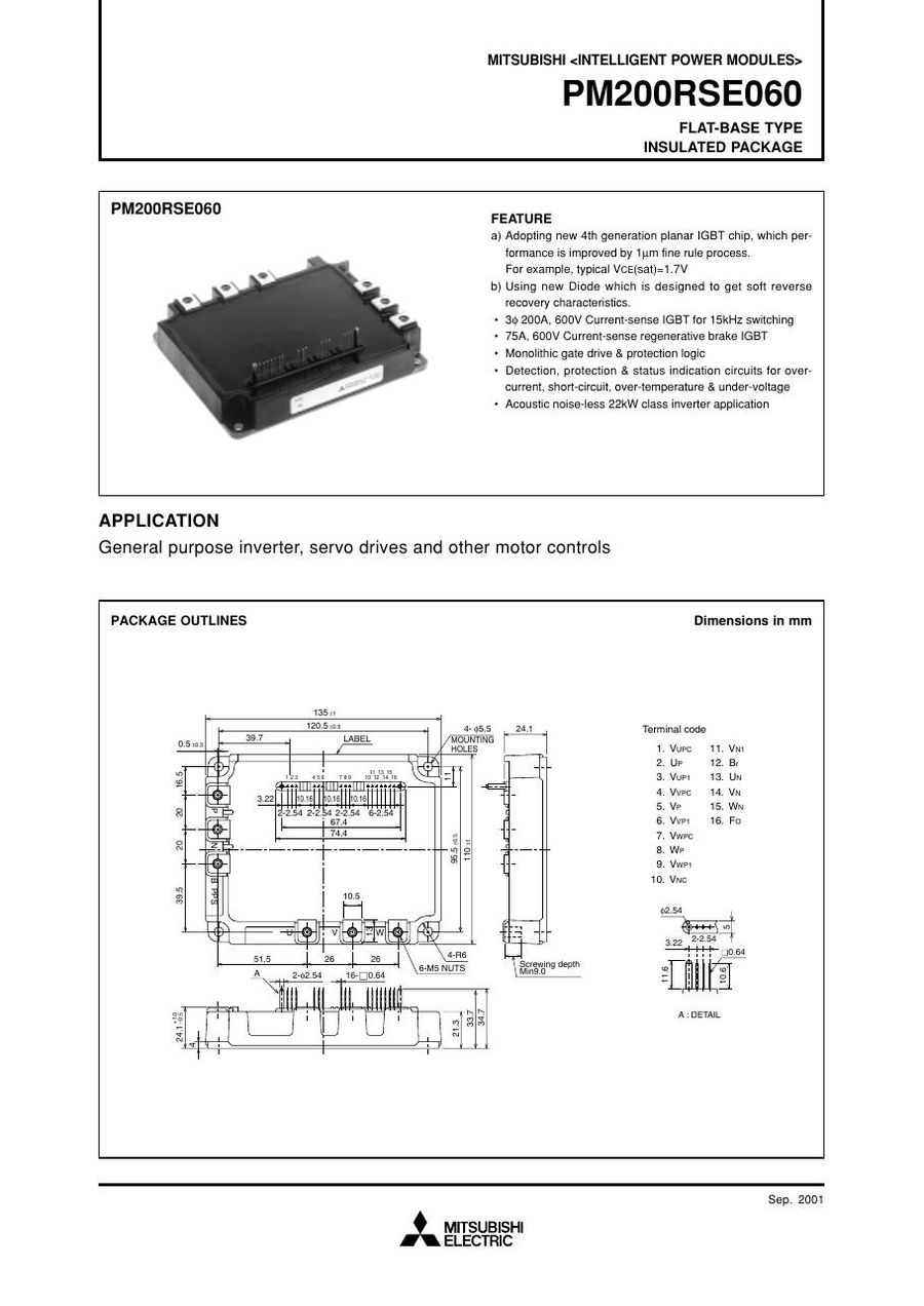 PM200RSE060, Mitsubishi, Power Transistor Module