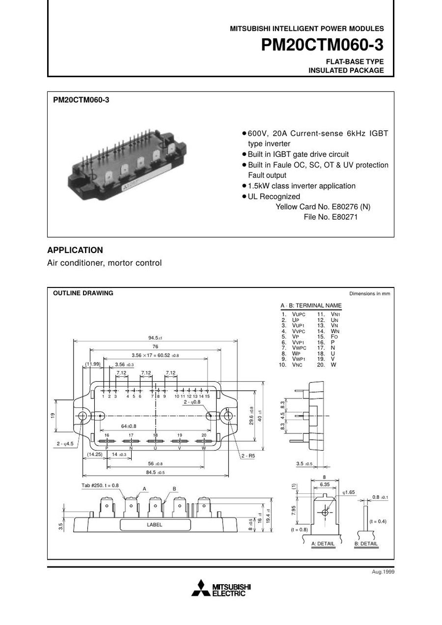 PM20CTM060-3 Mitsubishi Intelligent Power Modules (IPM)
