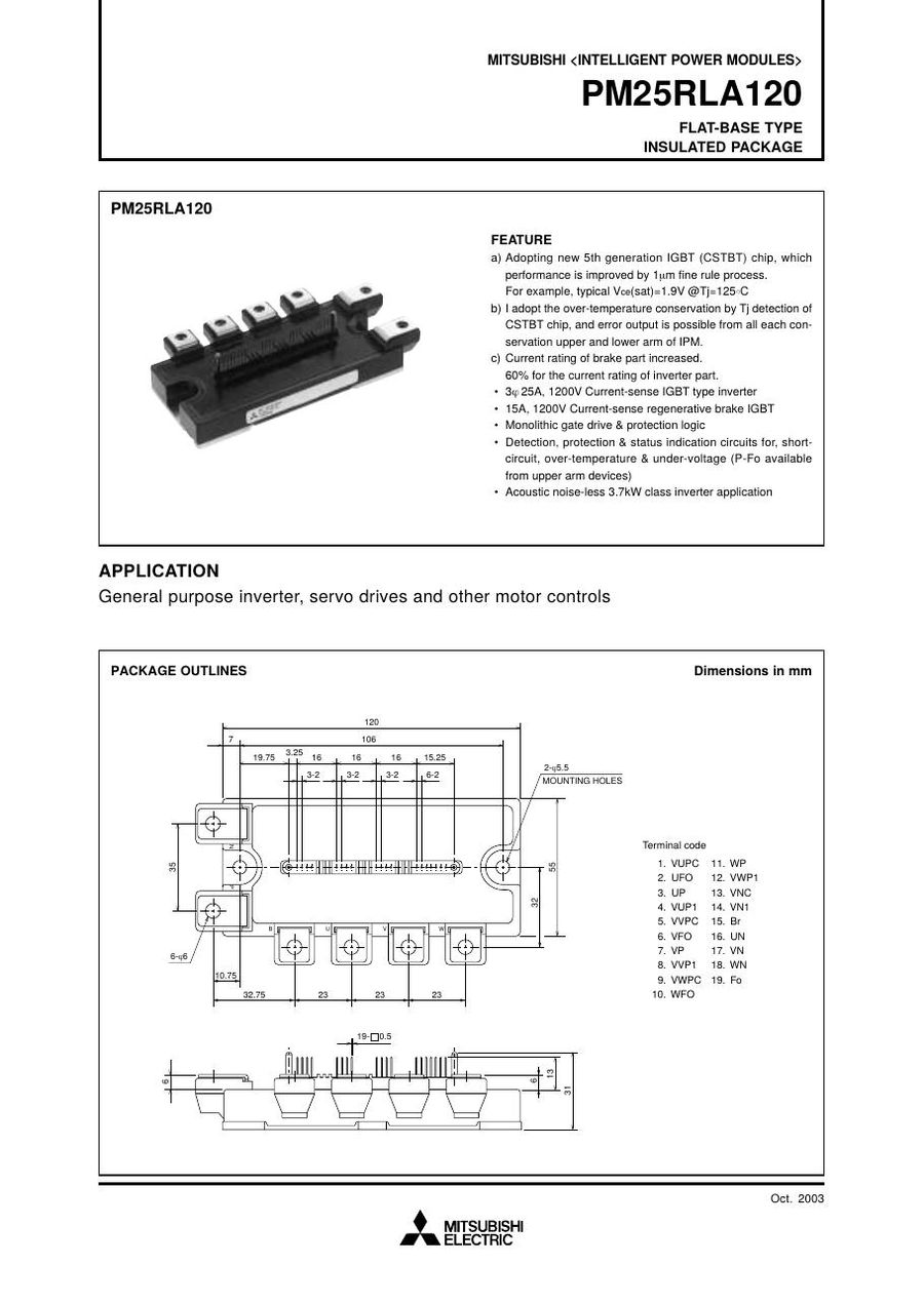 PM25RLA120 Mitsubishi Intelligent Power Modules (IPM)