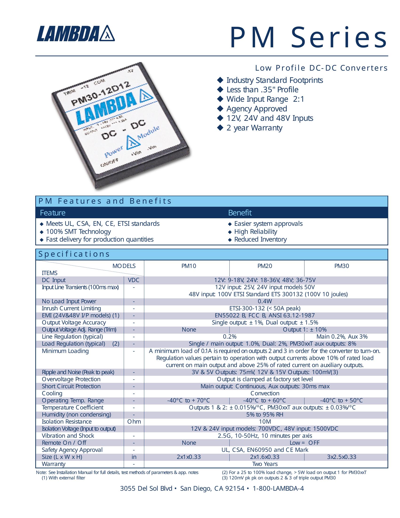 PM30-24S12 TDK-Lambda Power Supplies & DC-DC Converters