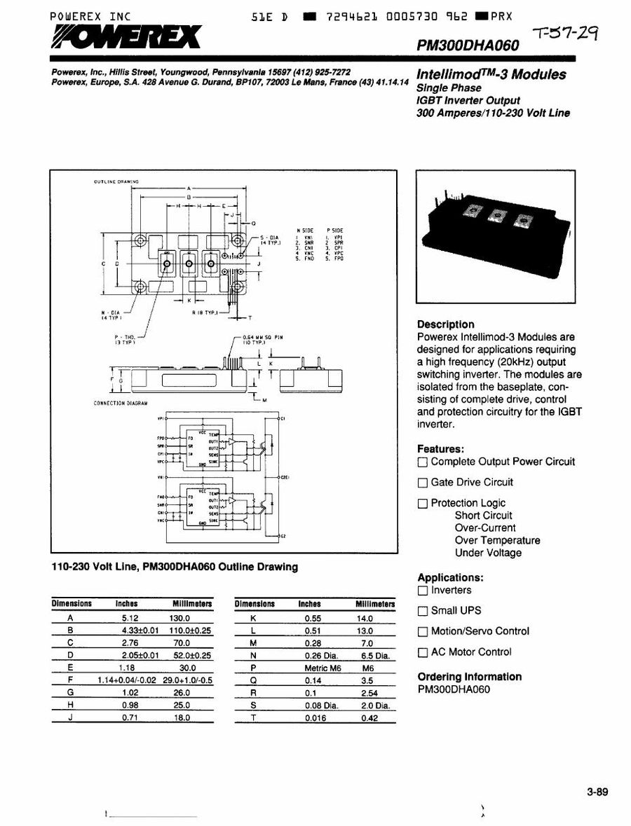 PM300DHA-060 Mitsubishi Intelligent Power Modules (IPM)