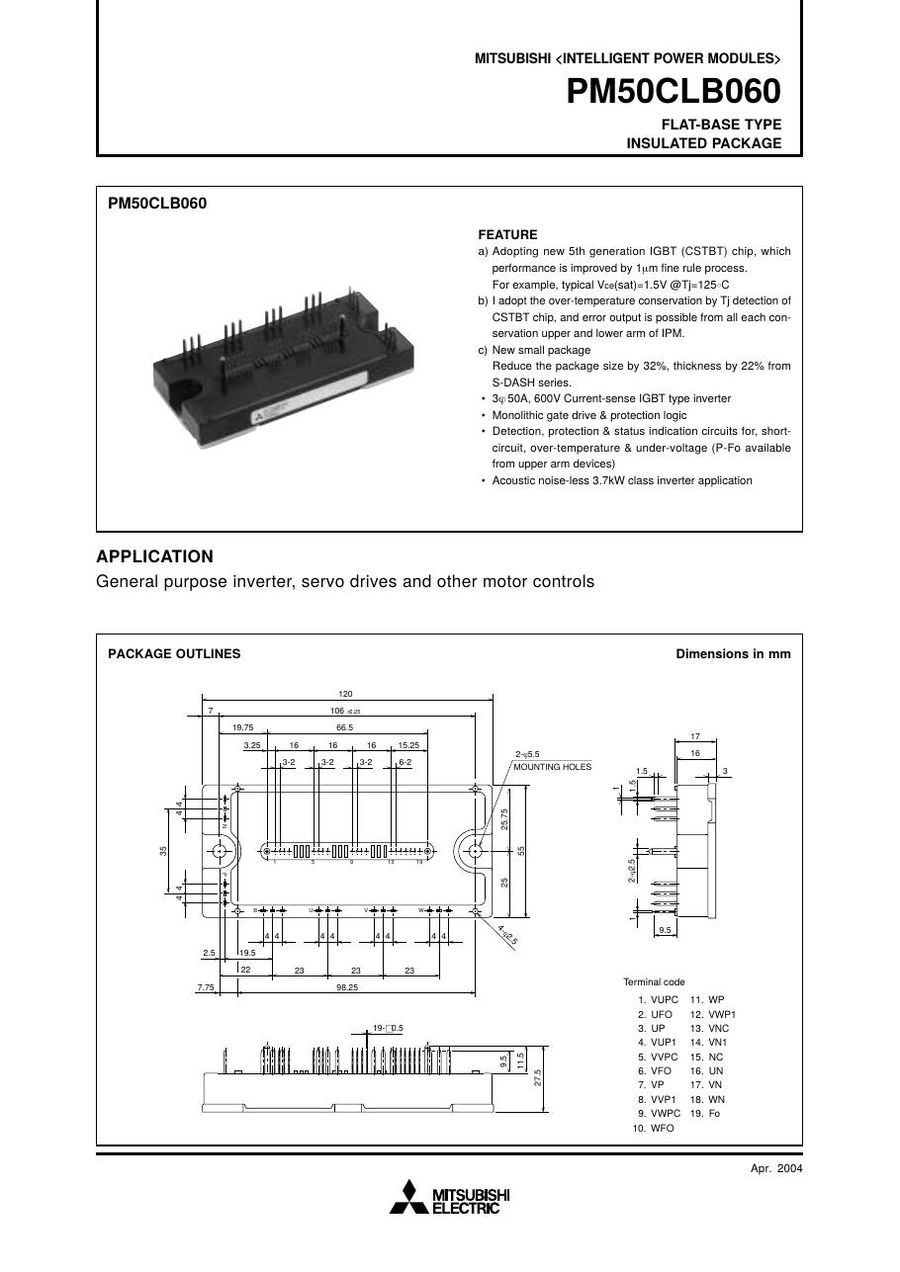 PM50CLB060 Mitsubishi Intelligent Power Modules (IPM)