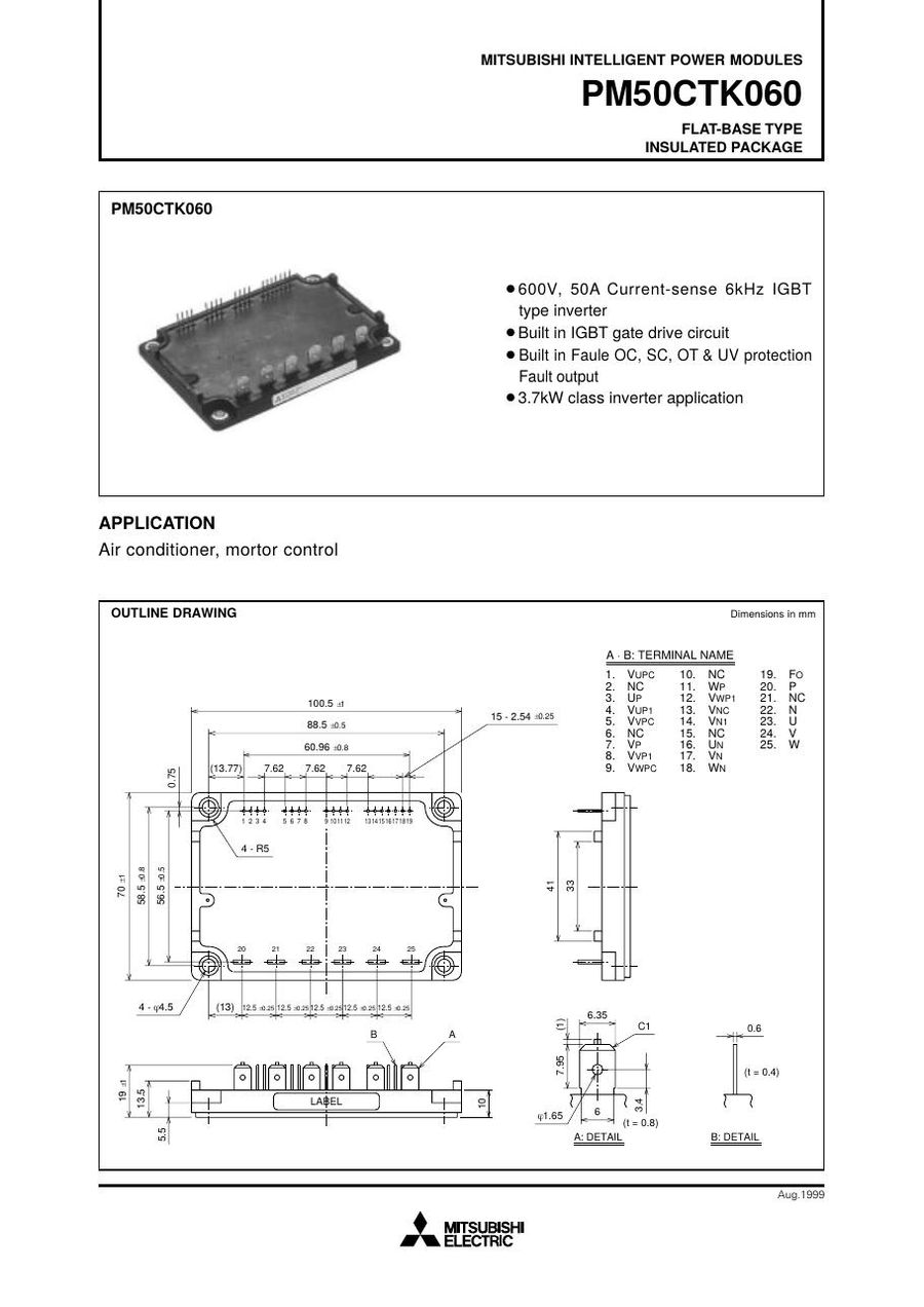 PM50CTK060 Mitsubishi Intelligent Power Modules (IPM)
