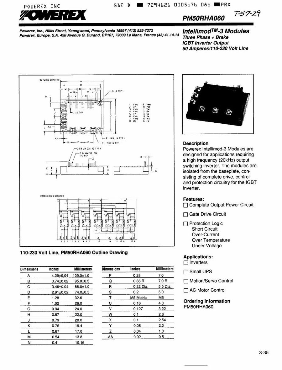 PM50RHA120, Mitsubishi, Power Transistor Module