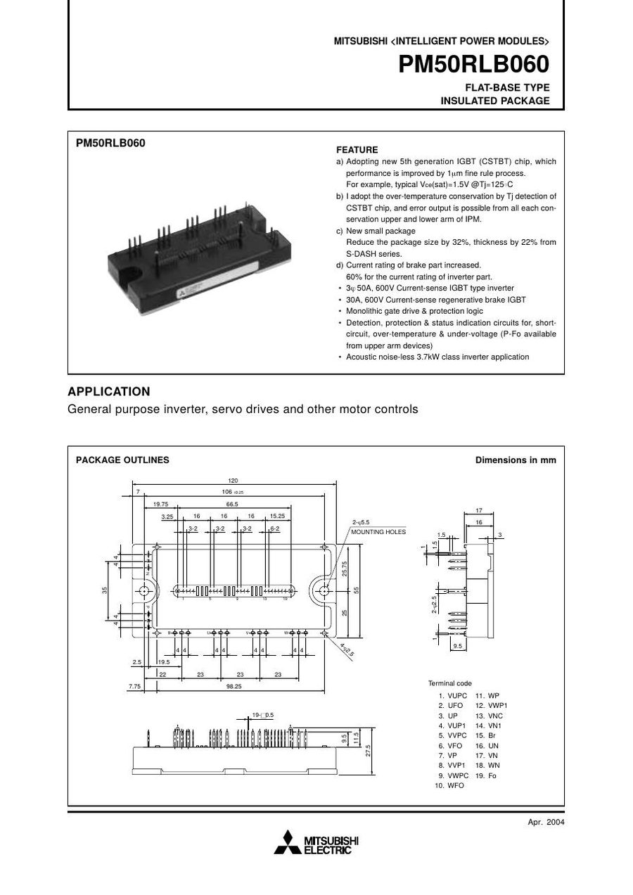 PM50RLB060 Mitsubishi Intelligent Power Modules (IPM)