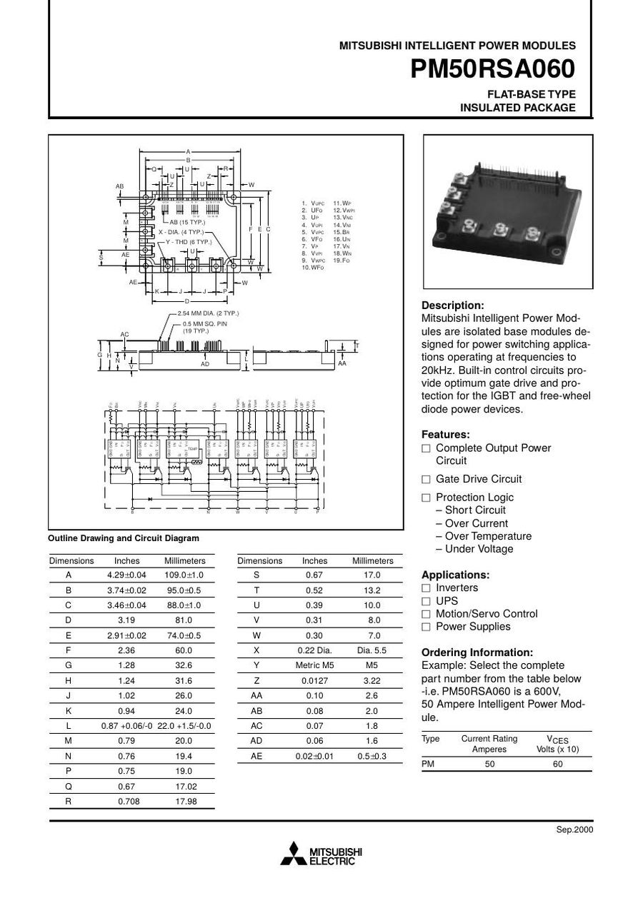 PM50RSA060 Mitsubishi Intelligent Power Modules (IPM)