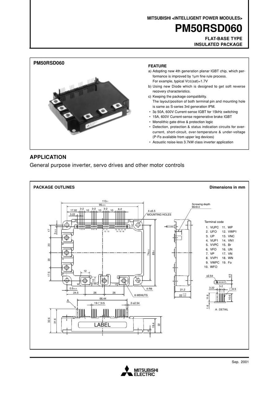 PM50RSD060 Intelligent Power Module from Mitsubishi