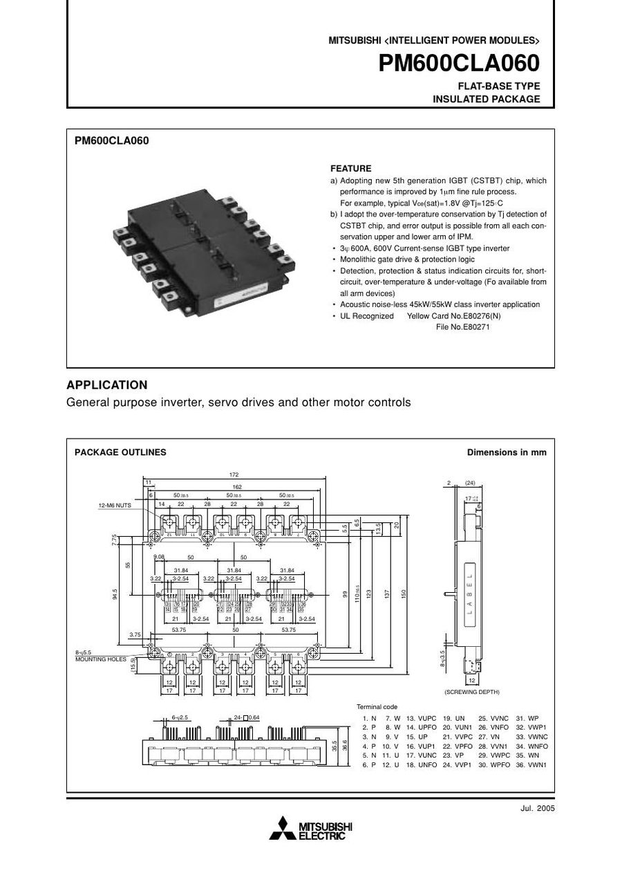PM600CLA060 Mitsubishi Intelligent Power Modules (IPM)