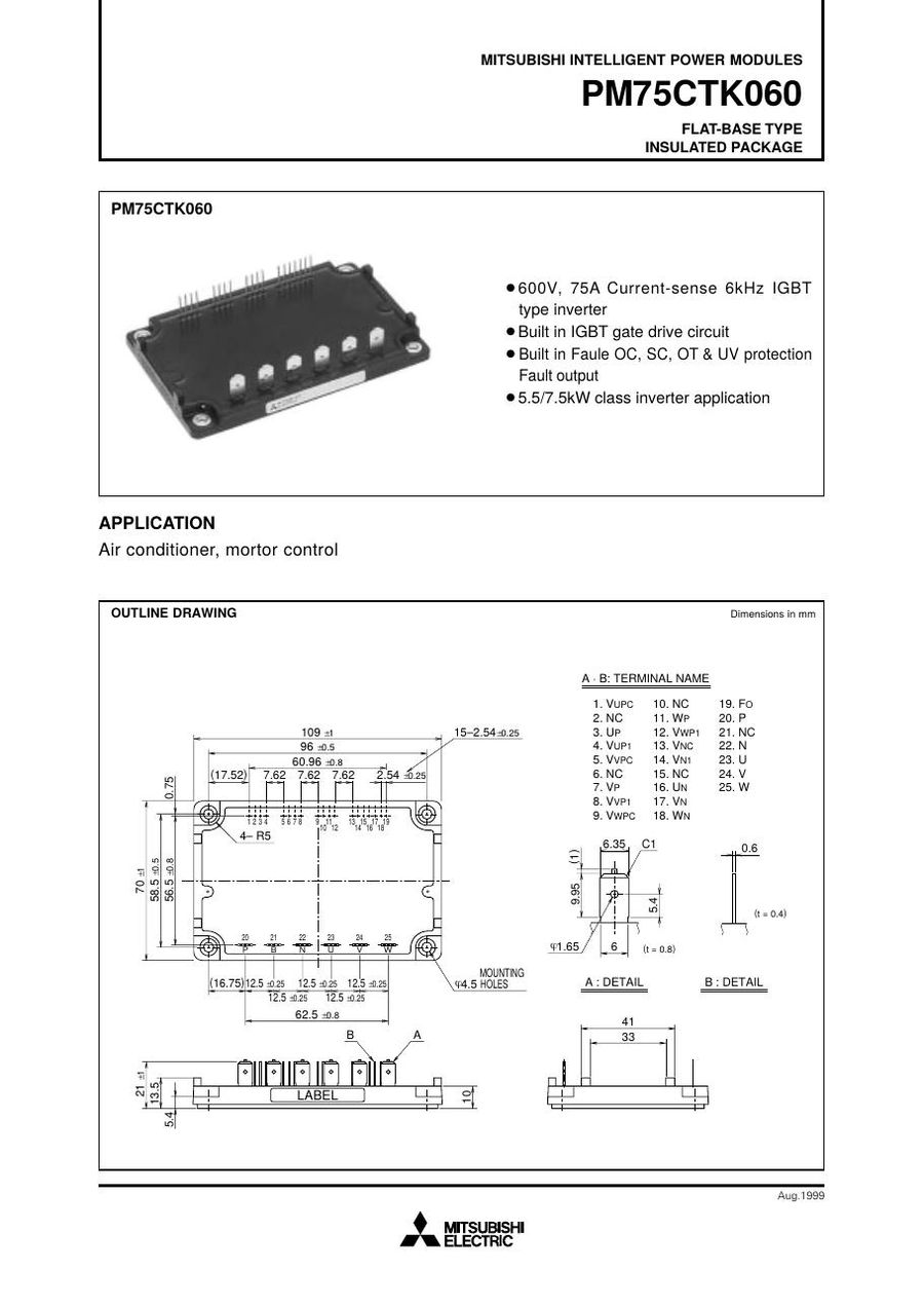 PM75CTK060 Mitsubishi Intelligent Power Modules (IPM)