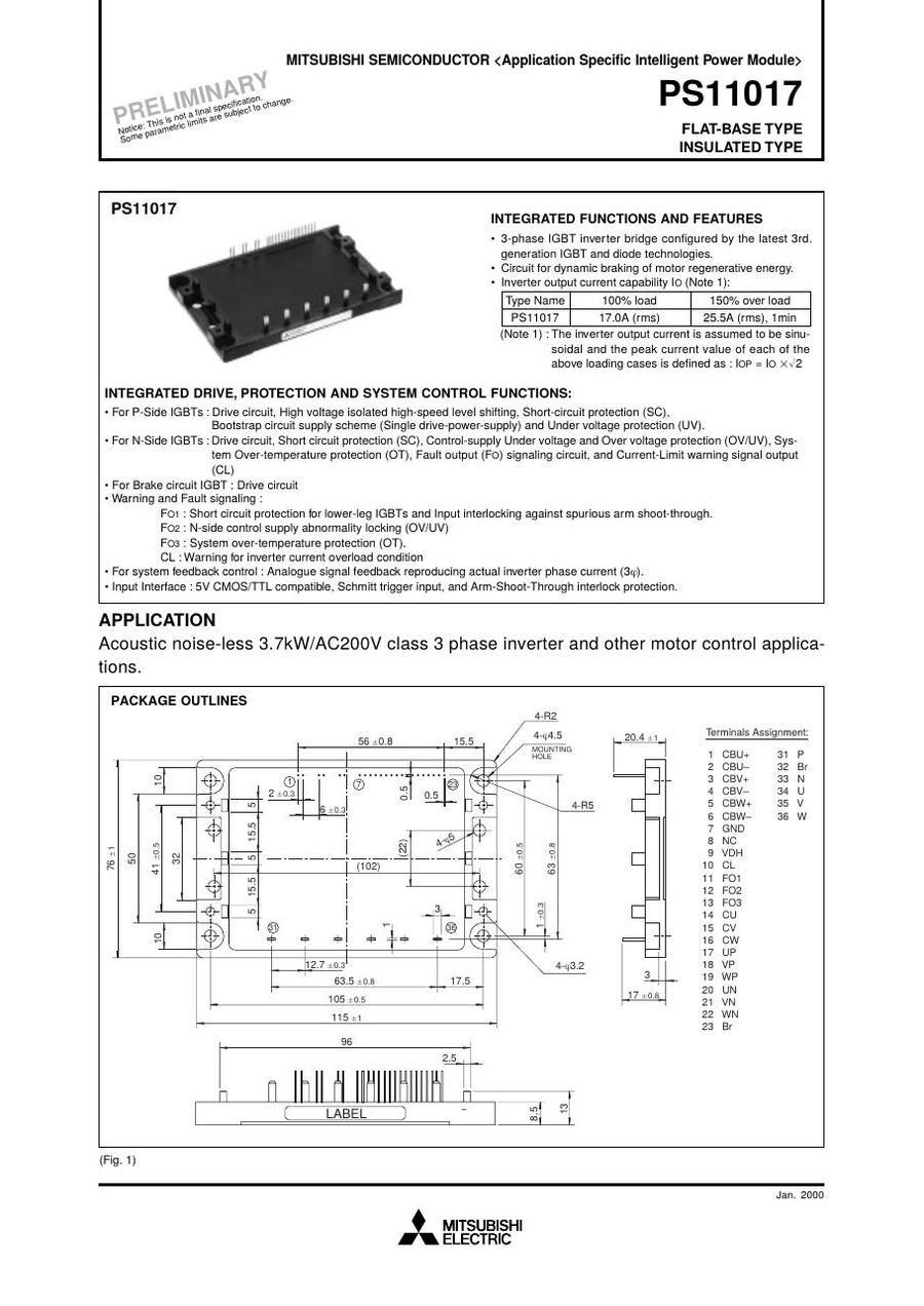 PS11017 Mitsubishi Power Transistor Module