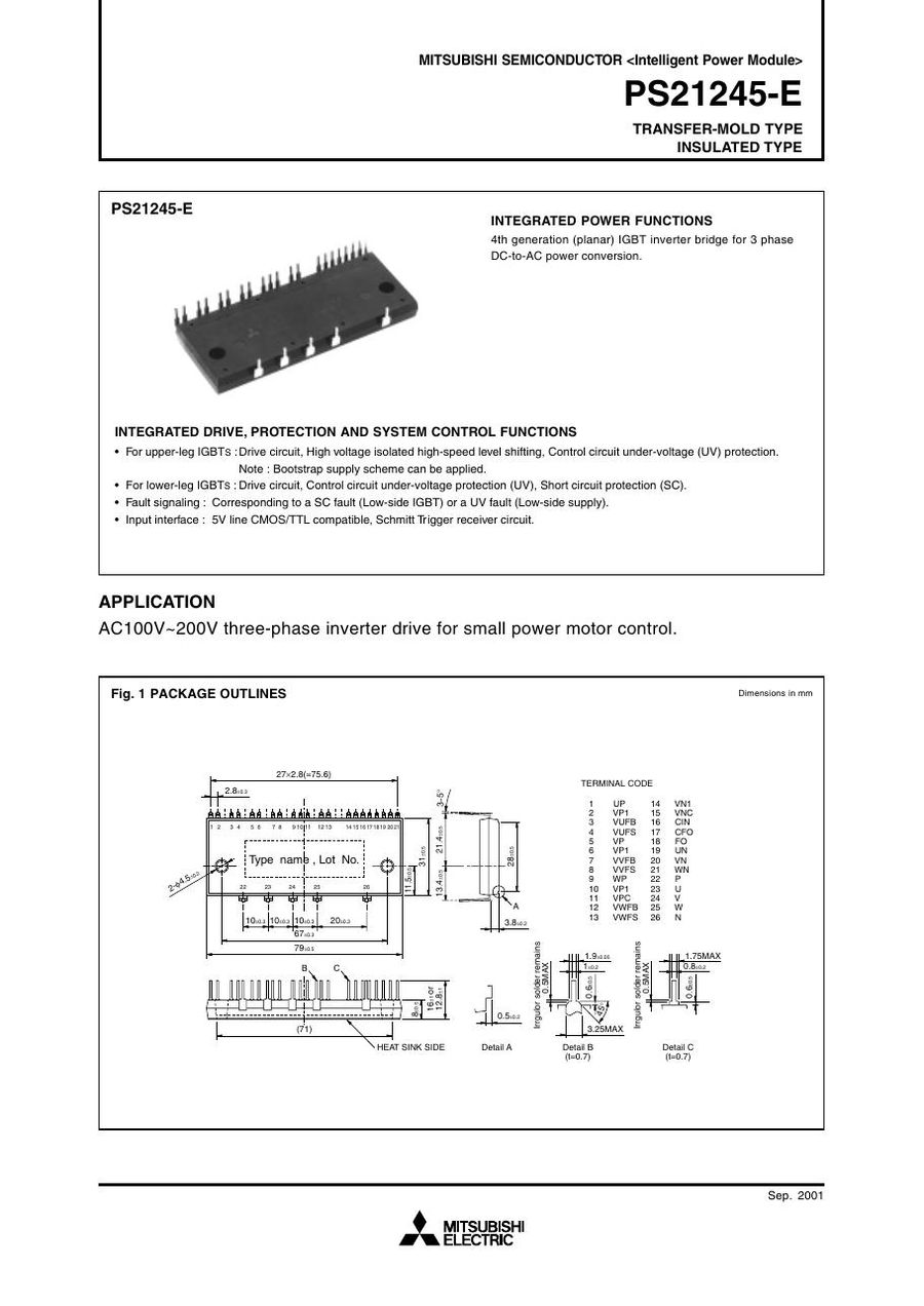 PS21245-AP Intelligent Power Module from MITSUBISHI