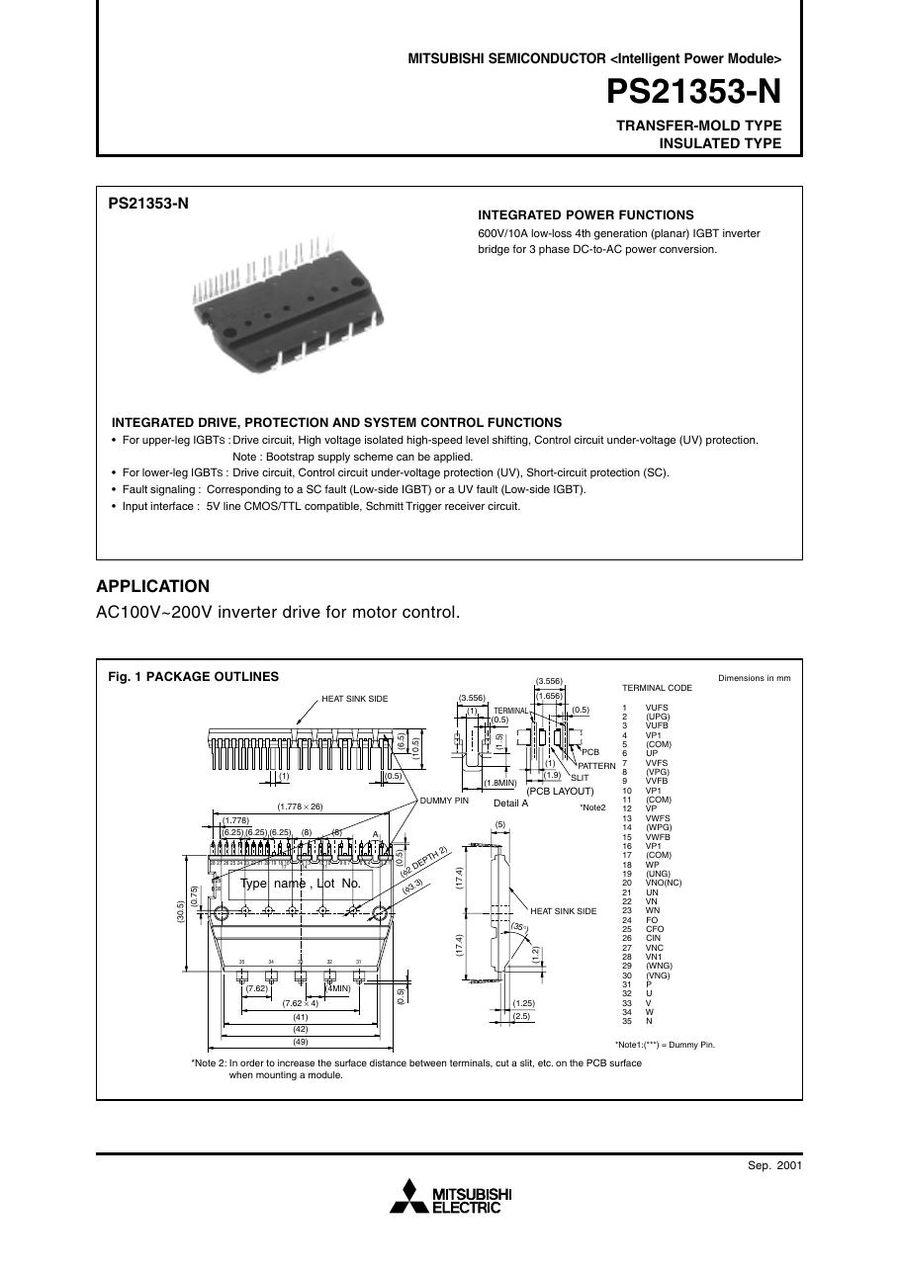 PS21352-N, Mitsubishi, Power Transistor Module