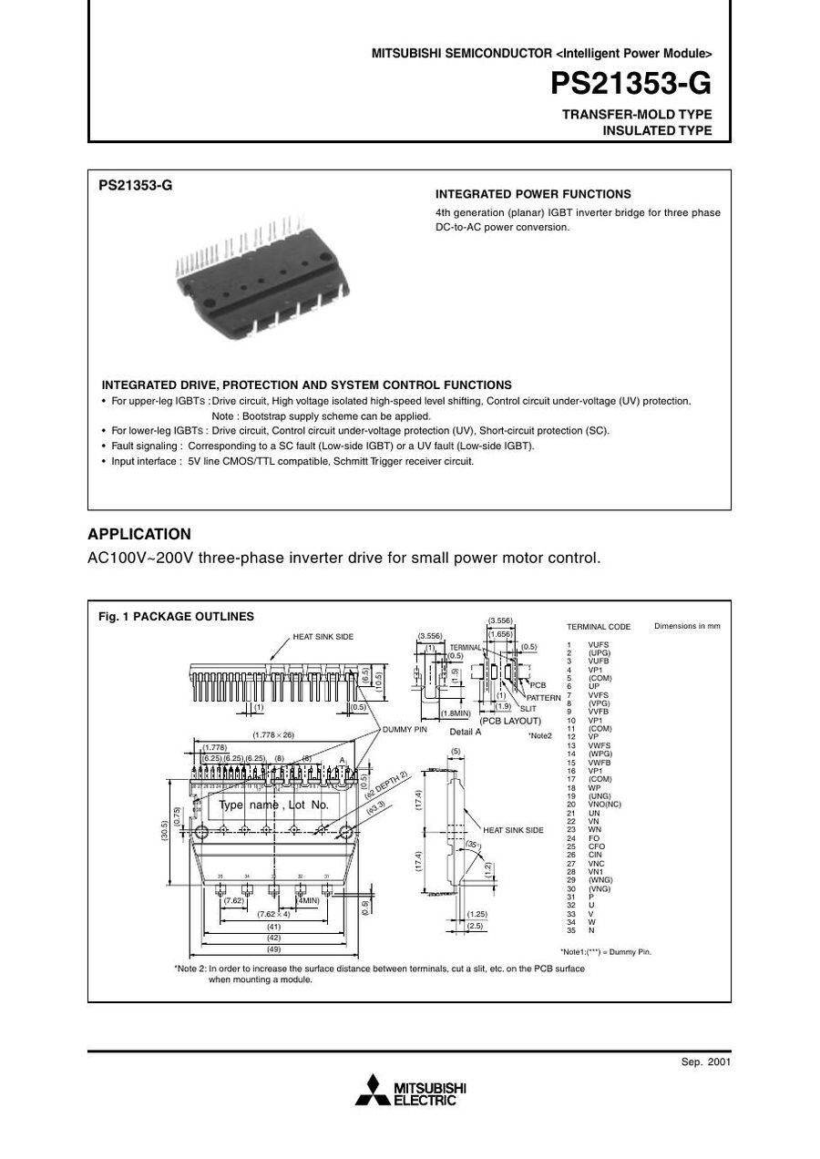 PS21563-G, Mitsubishi, Power Transistor Module