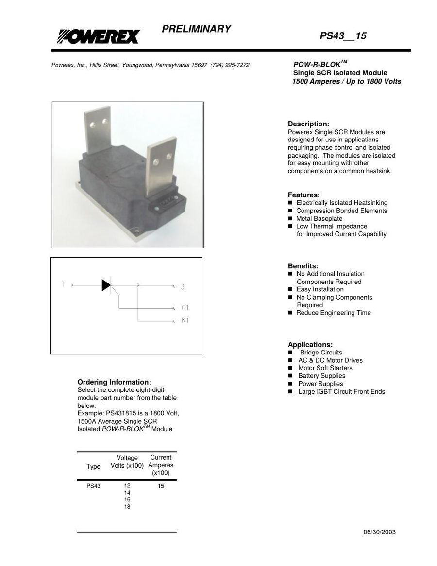 PS431415 Mitsubishi Power Transistor Module