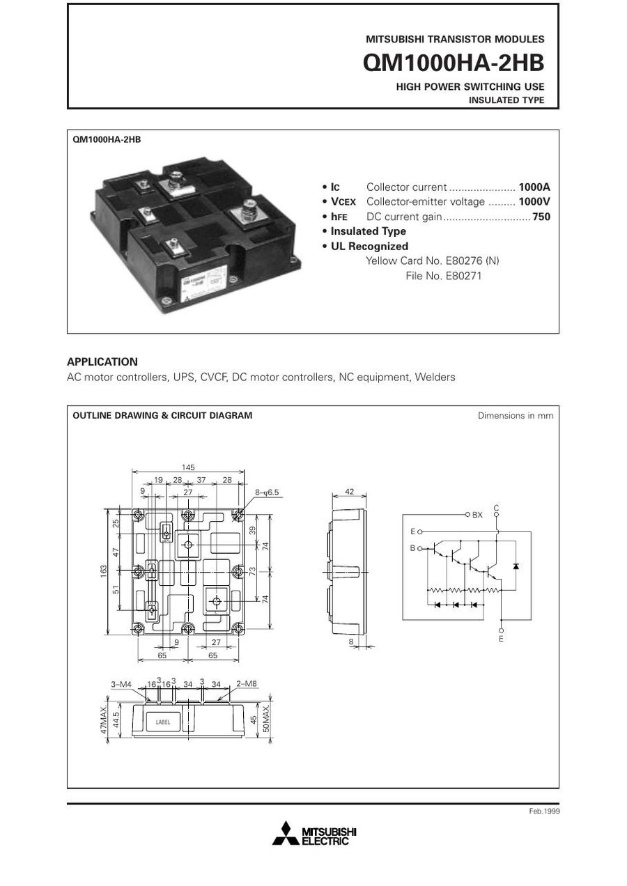 QM1000HA-2HB Mitsubishi Darlington / Bipolar Transistor Modules