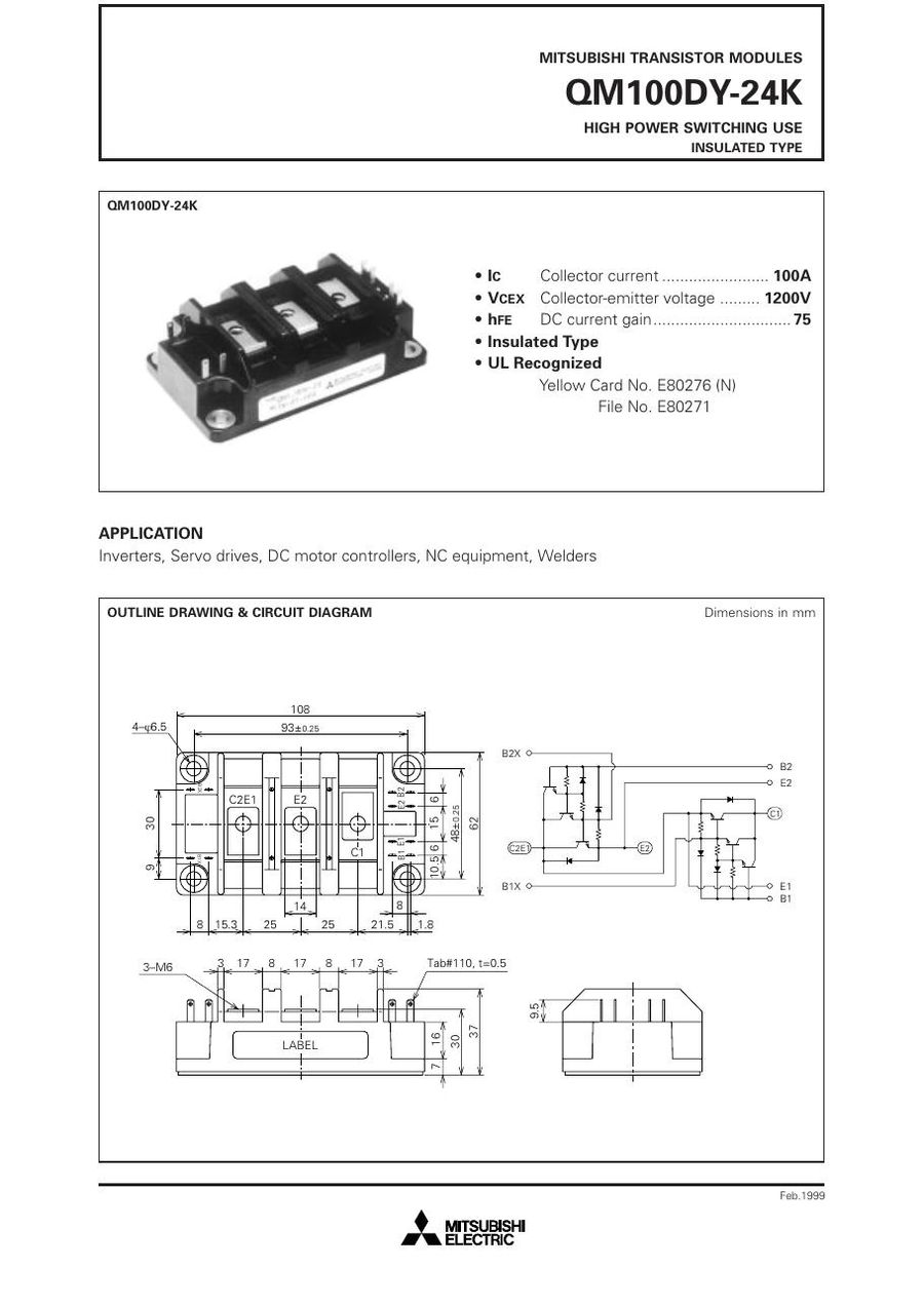 QM100DY-24 Mitsubishi Darlington / Bipolar Transistor Modules