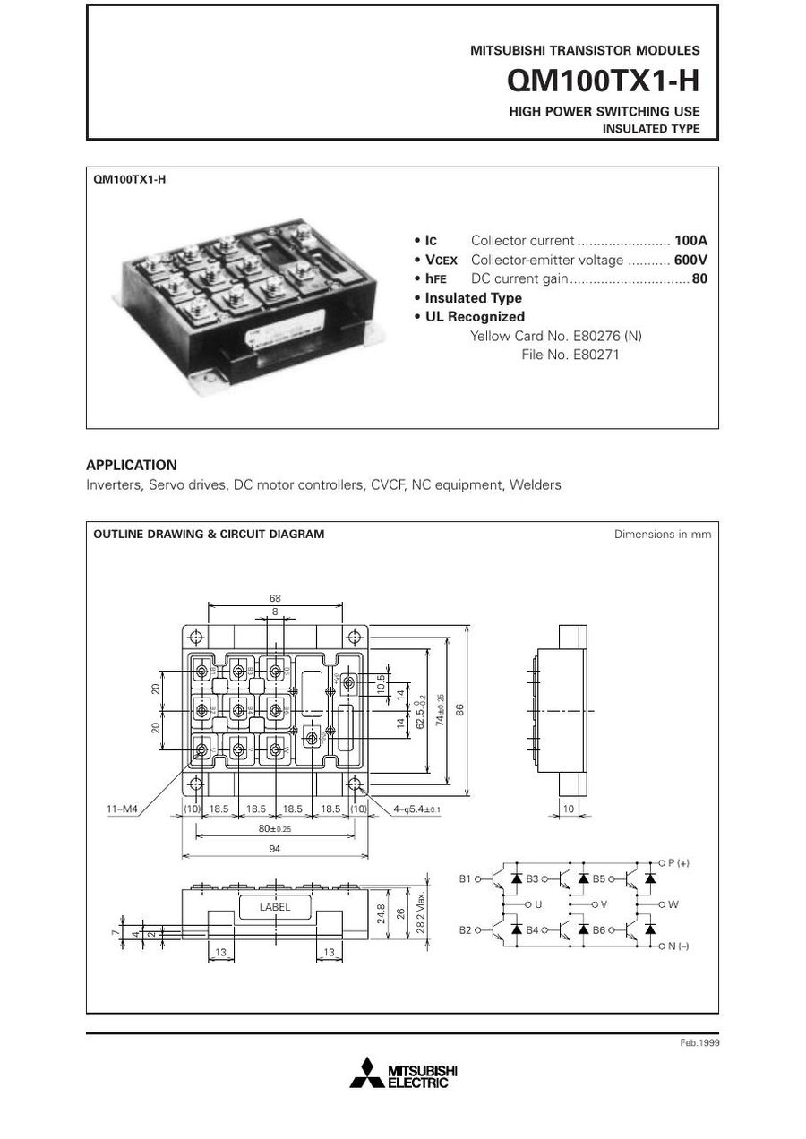 QM100TX1-H Mitsubishi Darlington / Bipolar Transistor Modules