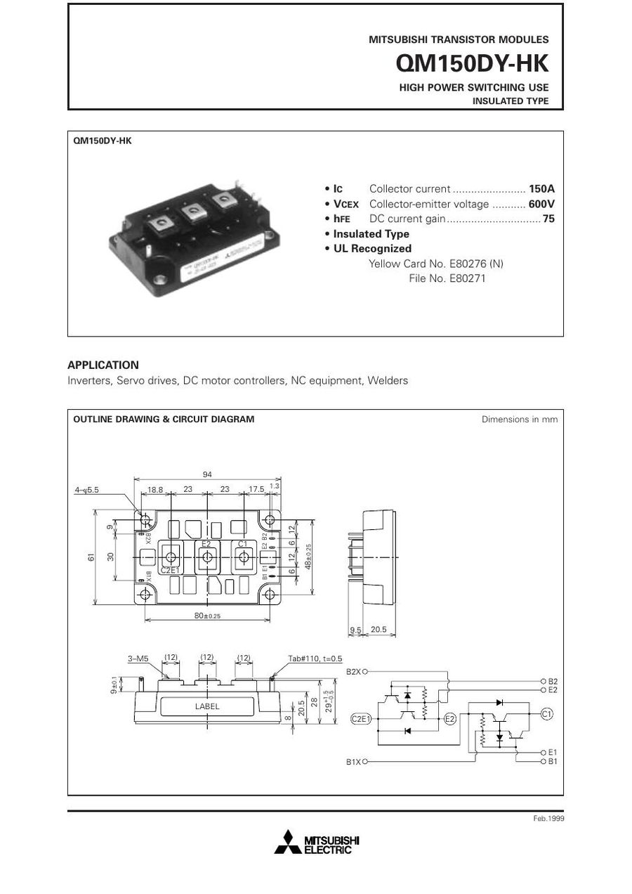 QM150DY-HK Mitsubishi Darlington / Bipolar Transistor Modules