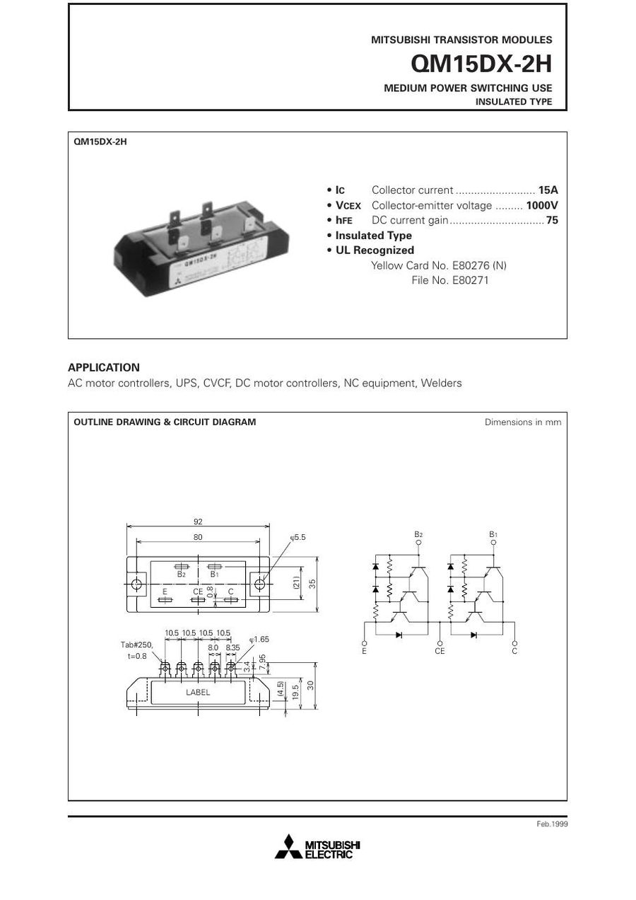 QM15DX-2H Mitsubishi Darlington / Bipolar Transistor Modules