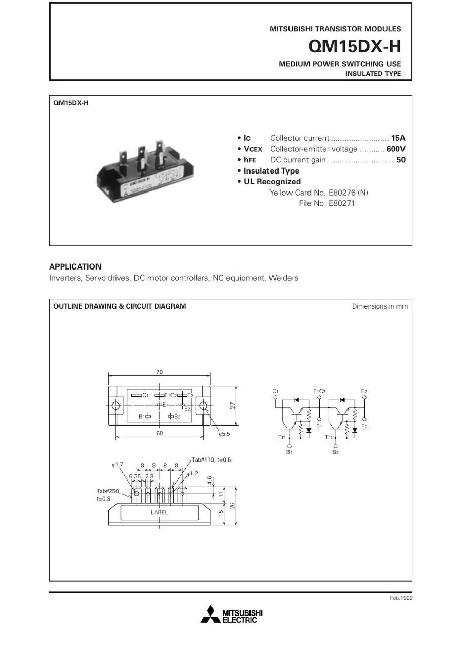 QM15DX-H Mitsubishi Darlington / Bipolar Transistor Modules