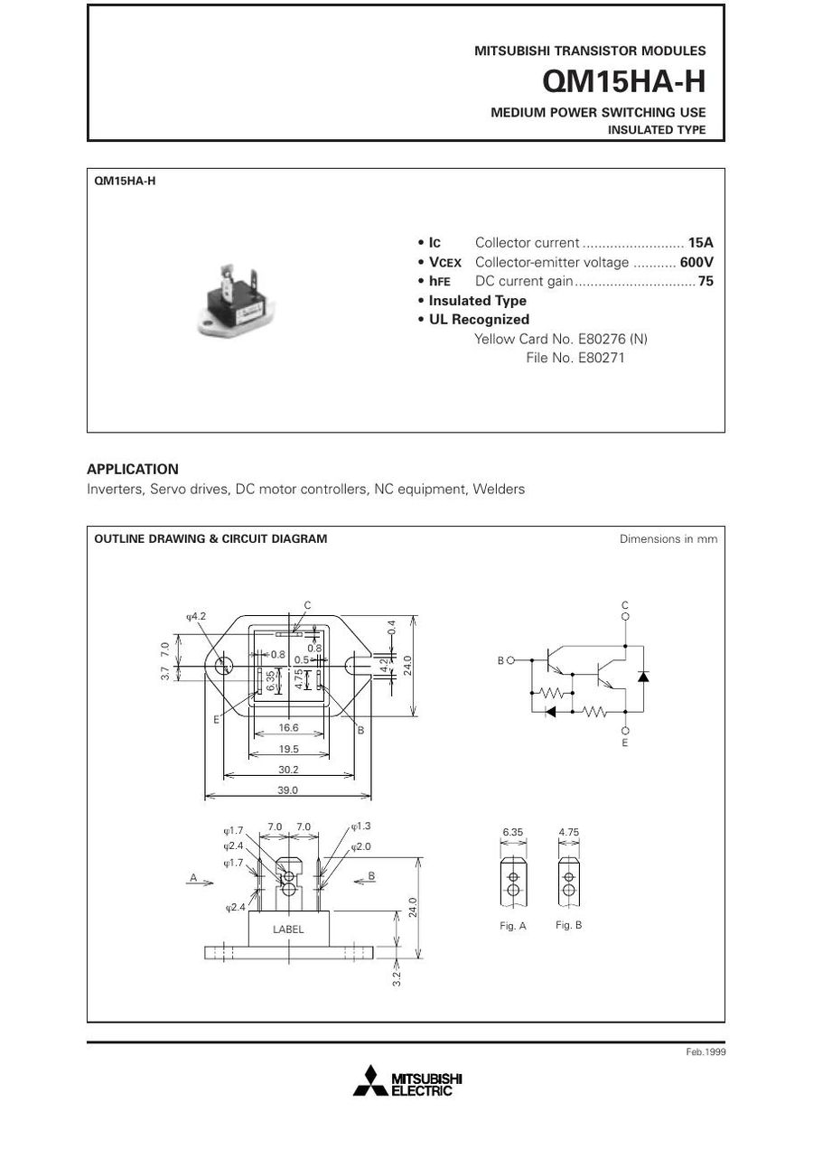 QM15HA-H, Mitsubishi, Power Transistor Module