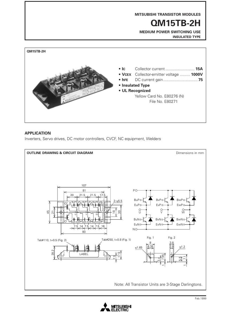 QM15TB-2H, Mitsubishi , IGBT Power Transistor Module  