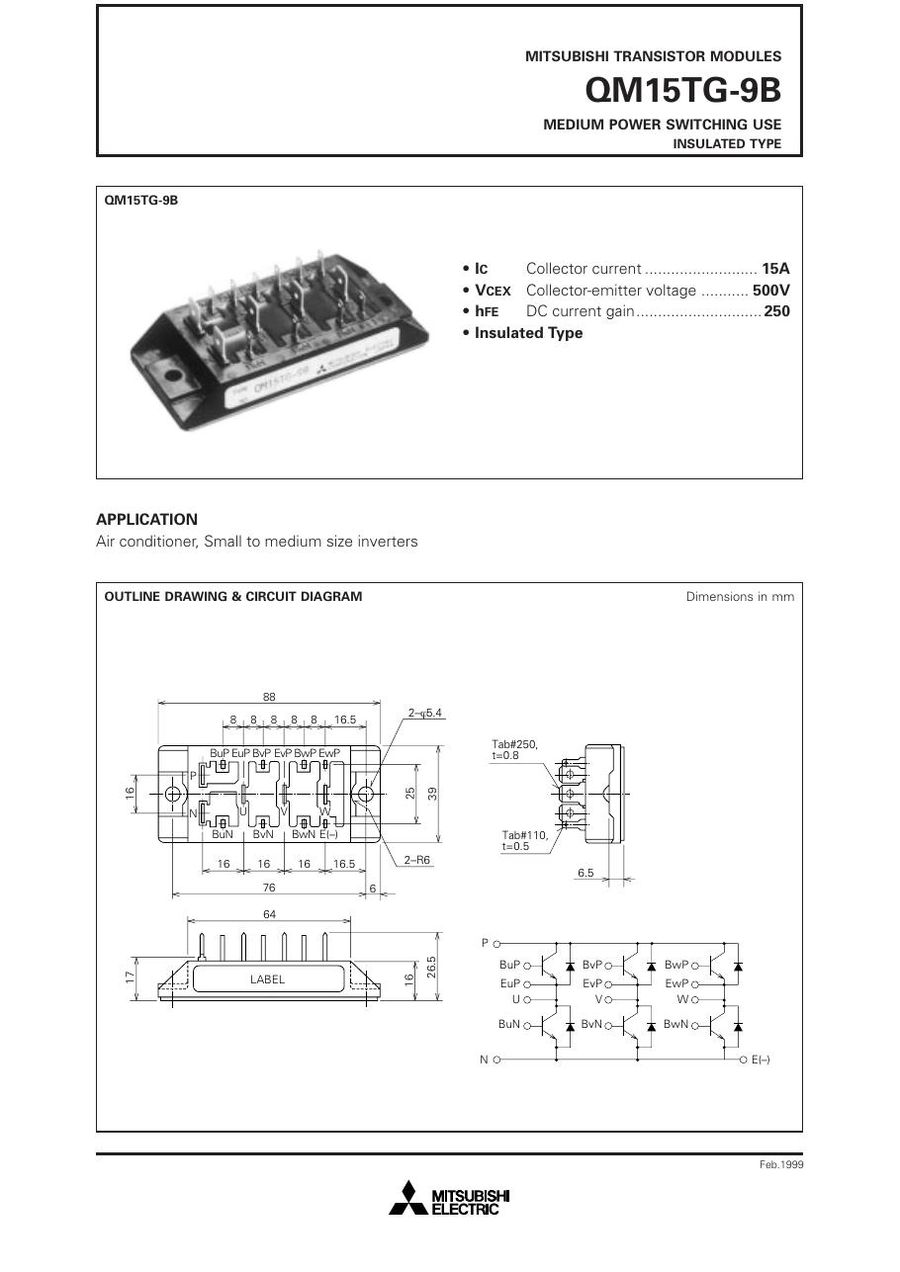 QM15TG-9B Mitsubishi Darlington / Bipolar Transistor Modules
