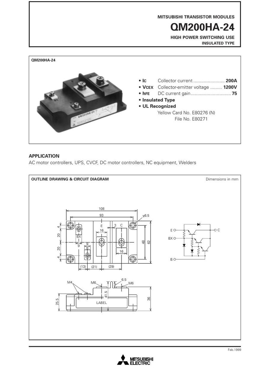 QM200HA-24, Mitsubishi,  Power Transistor Module