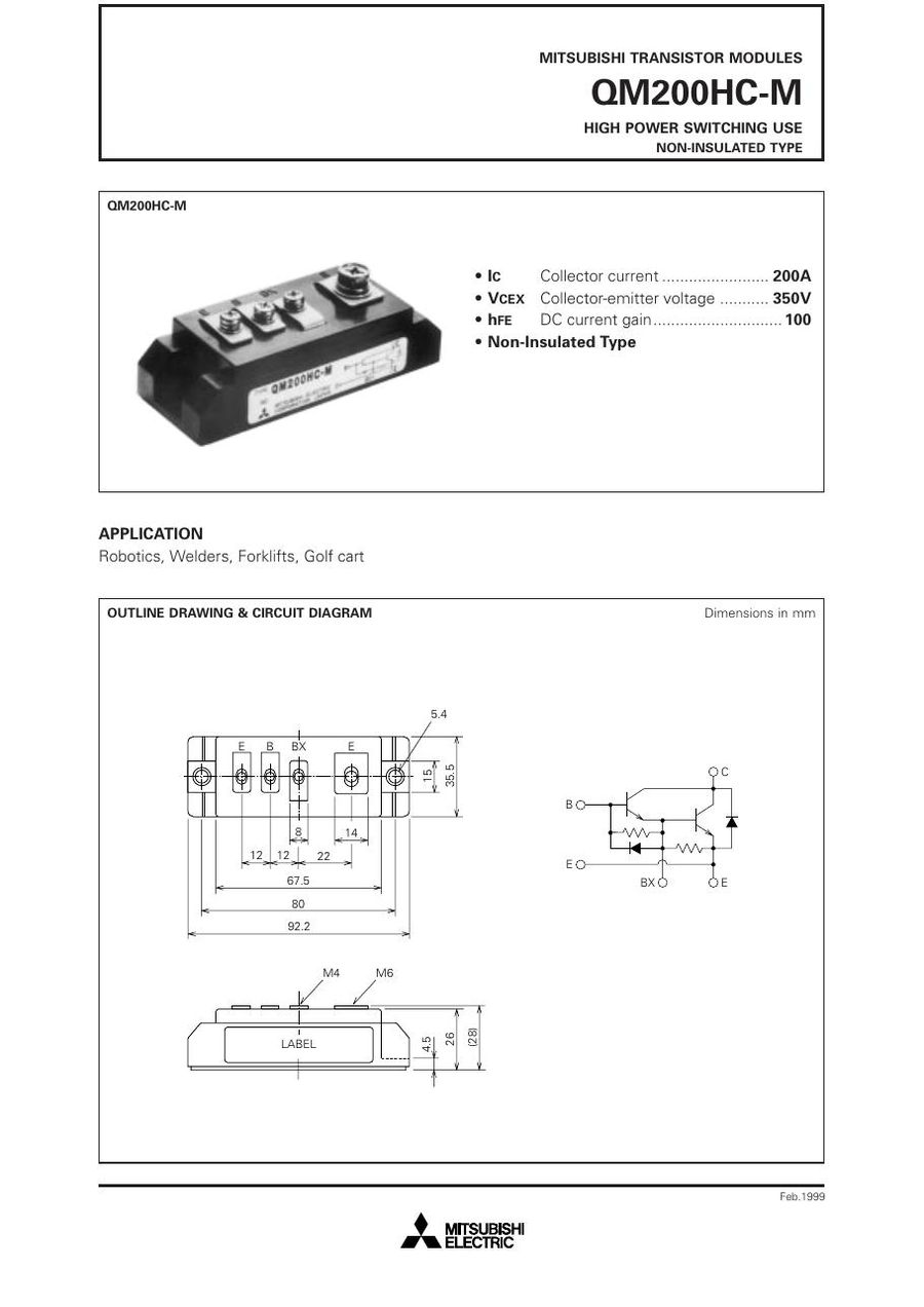 QM200HC-M Mitsubishi Darlington / Bipolar Transistor Modules