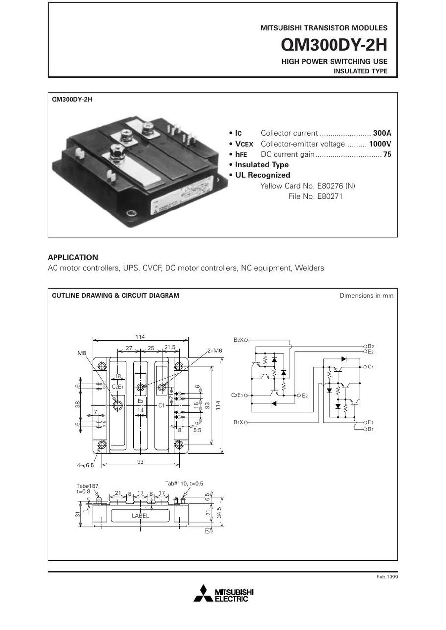 QM300DY-2H Mitsubishi Darlington / Bipolar Transistor Modules