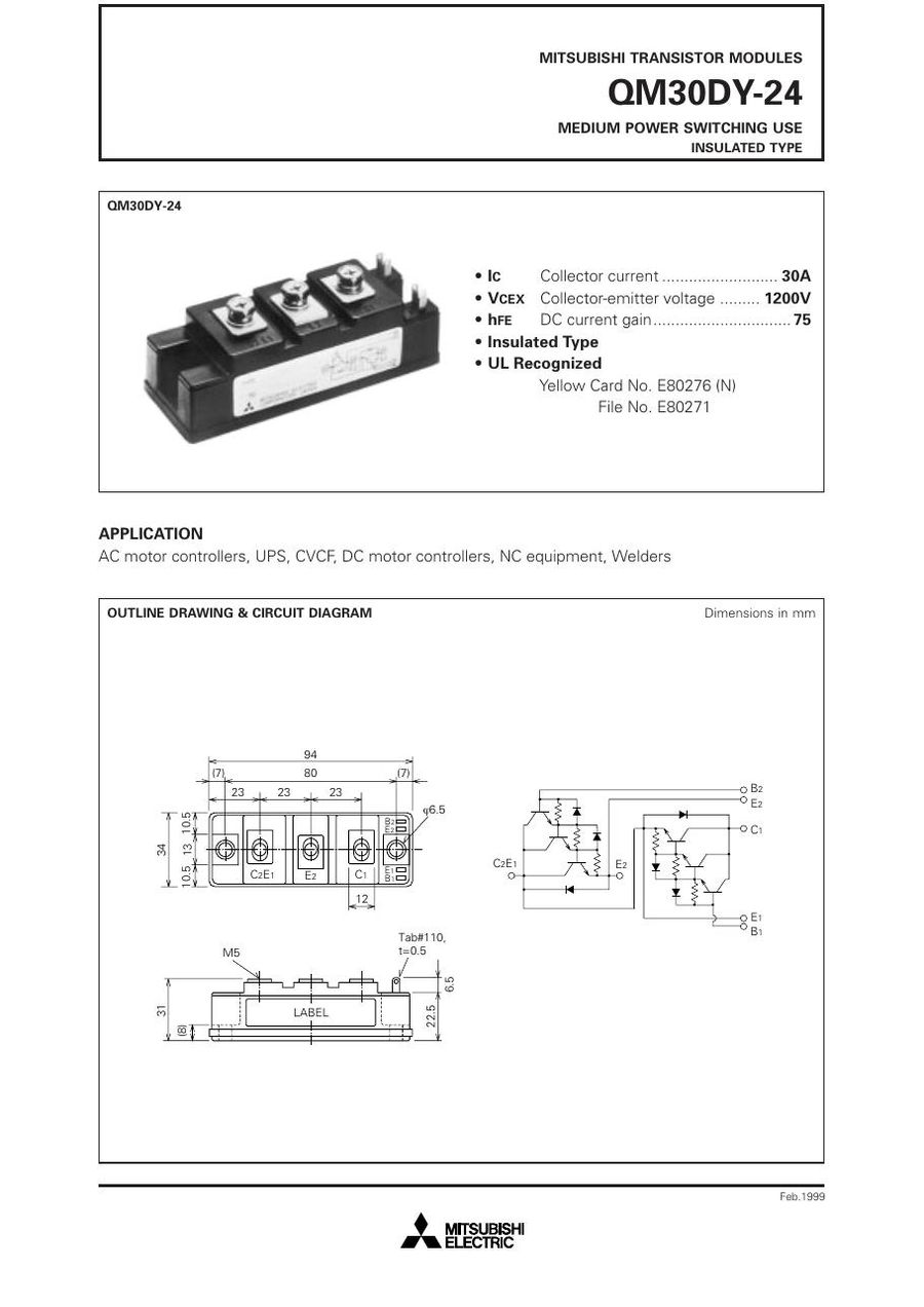 QM30DY-24 Mitsubishi Darlington / Bipolar Transistor Modules