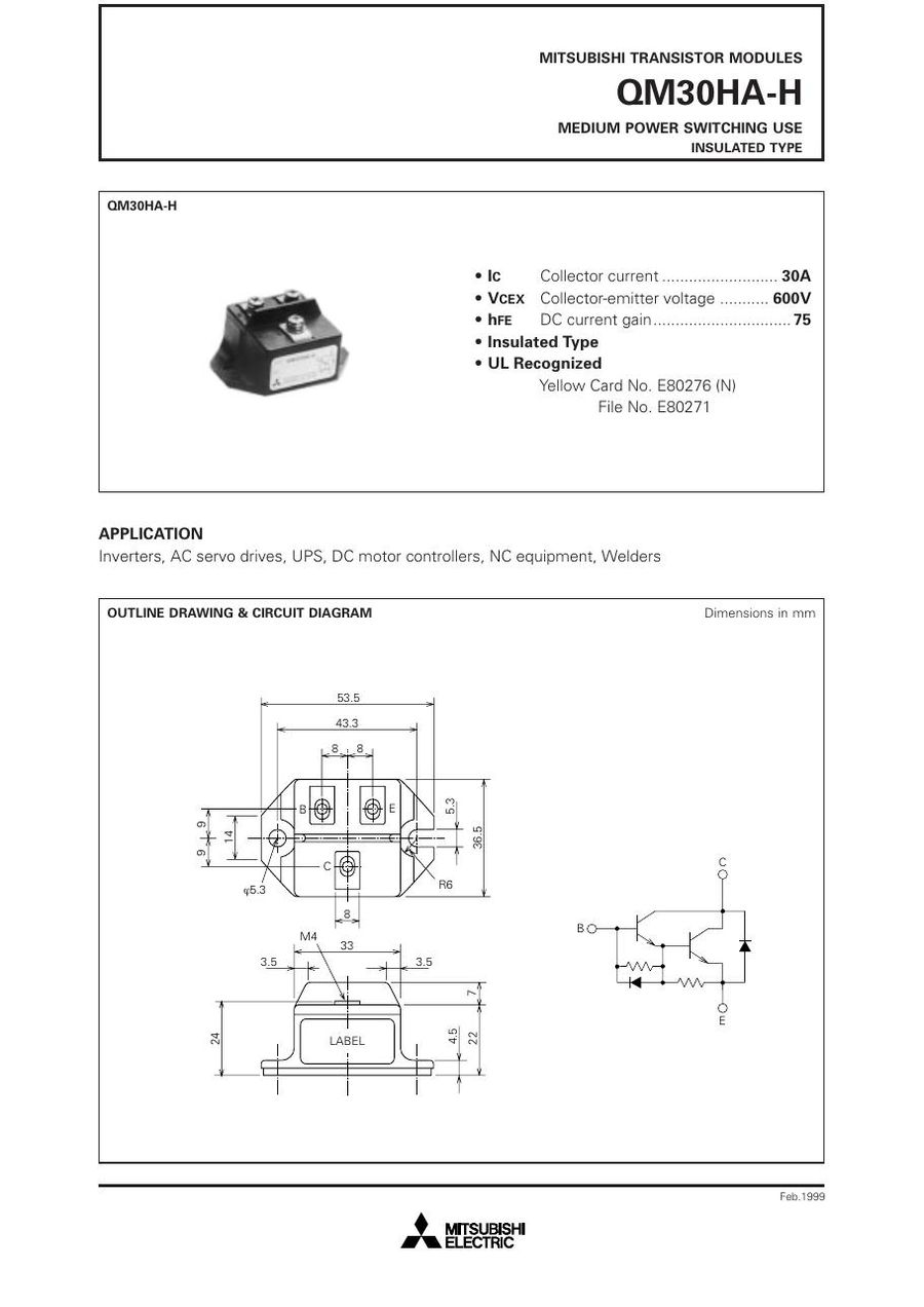 QM30HA-H Mitsubishi Darlington / Bipolar Transistor Modules