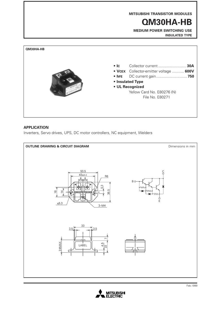 QM30HA-HB Mitsubishi Darlington / Bipolar Transistor Modules