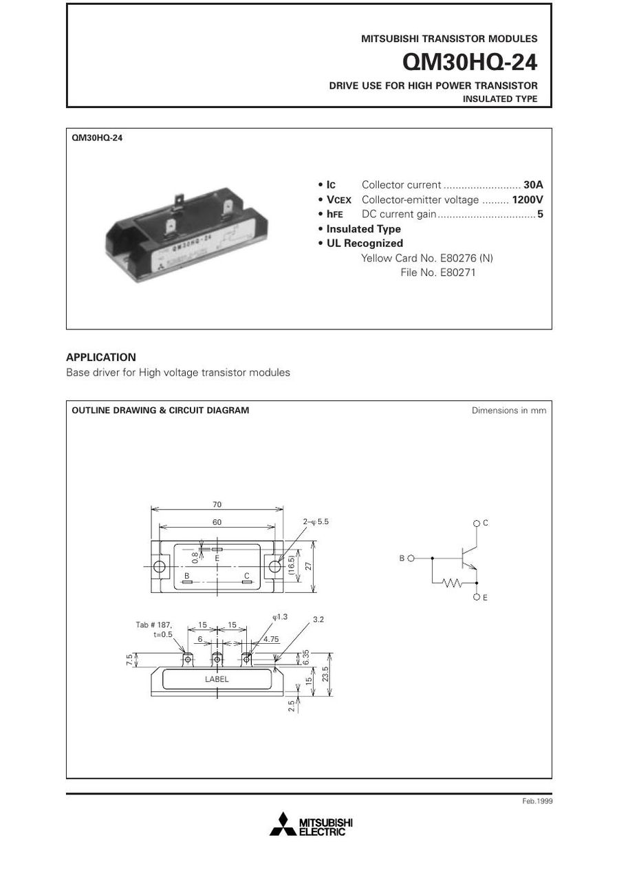QM30HQ-24 Mitsubishi Darlington / Bipolar Transistor Modules