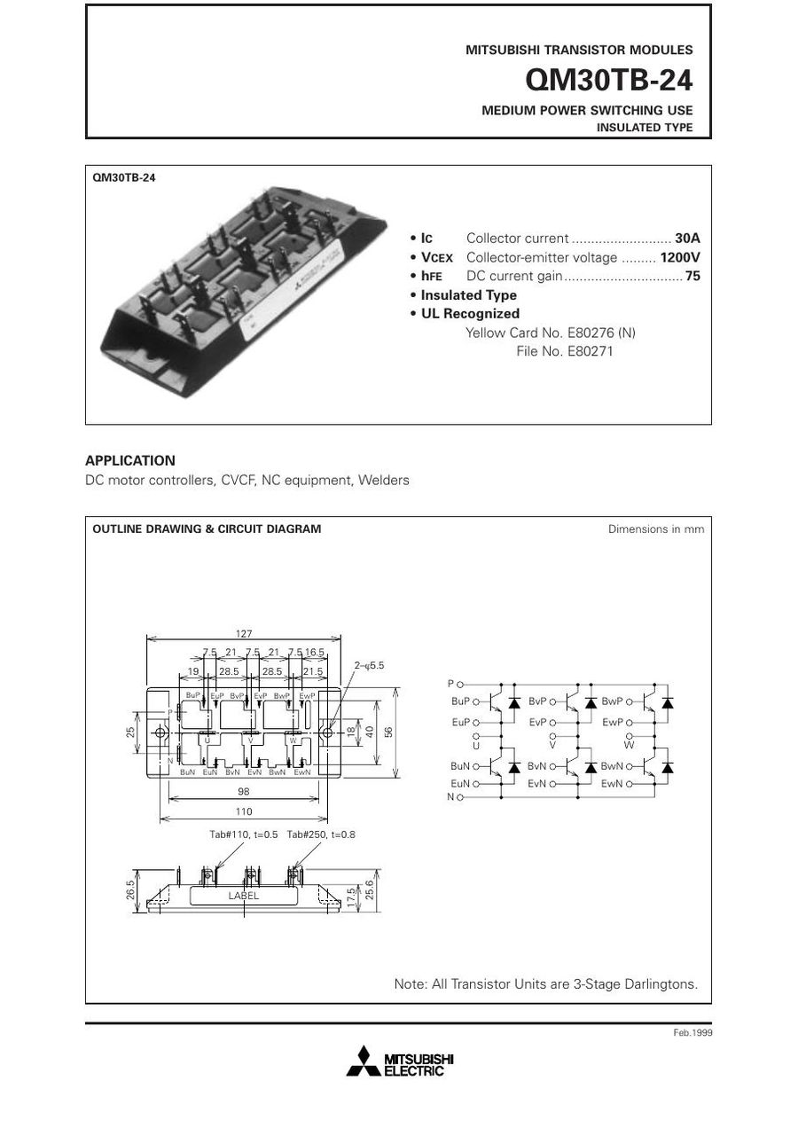 QM30TB-24 Mitsubishi Darlington / Bipolar Transistor Modules