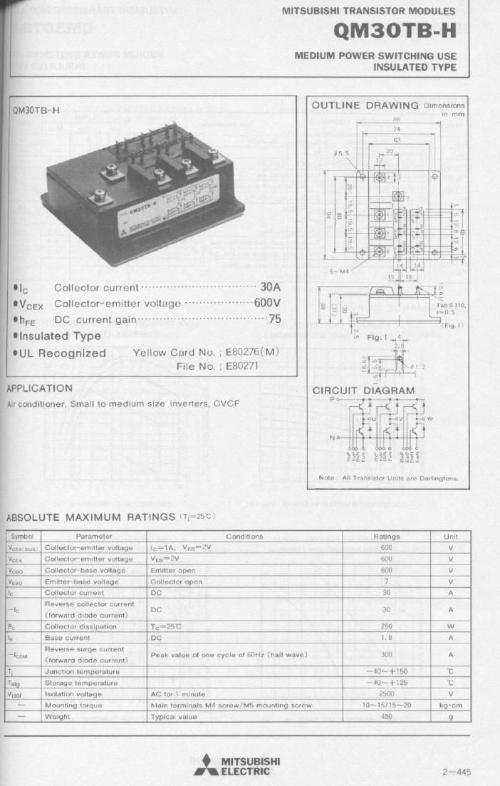 QM30TB1-H Mitsubishi Darlington / Bipolar Transistor Modules