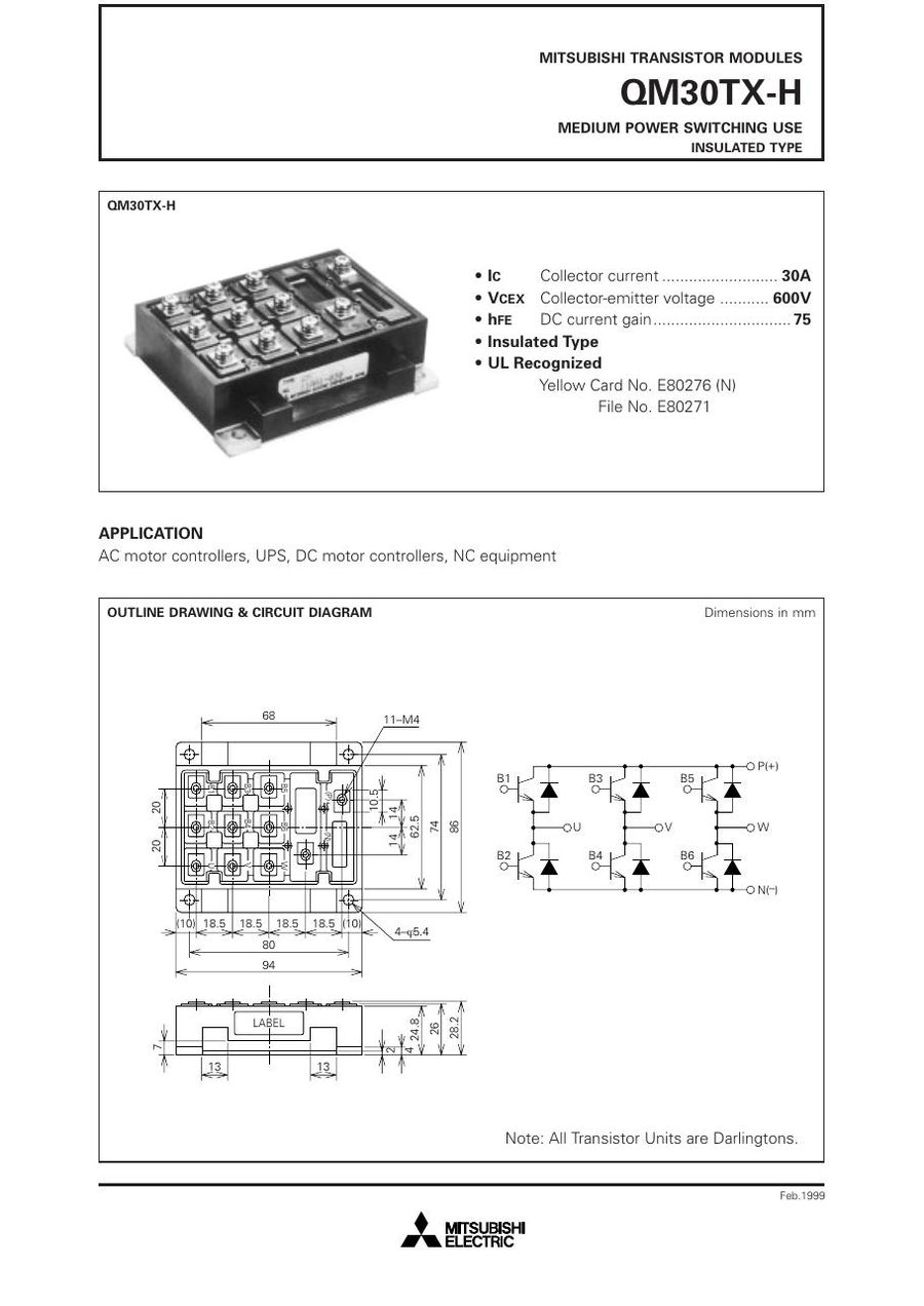 QM30TX-H Mitsubishi Darlington / Bipolar Transistor Modules