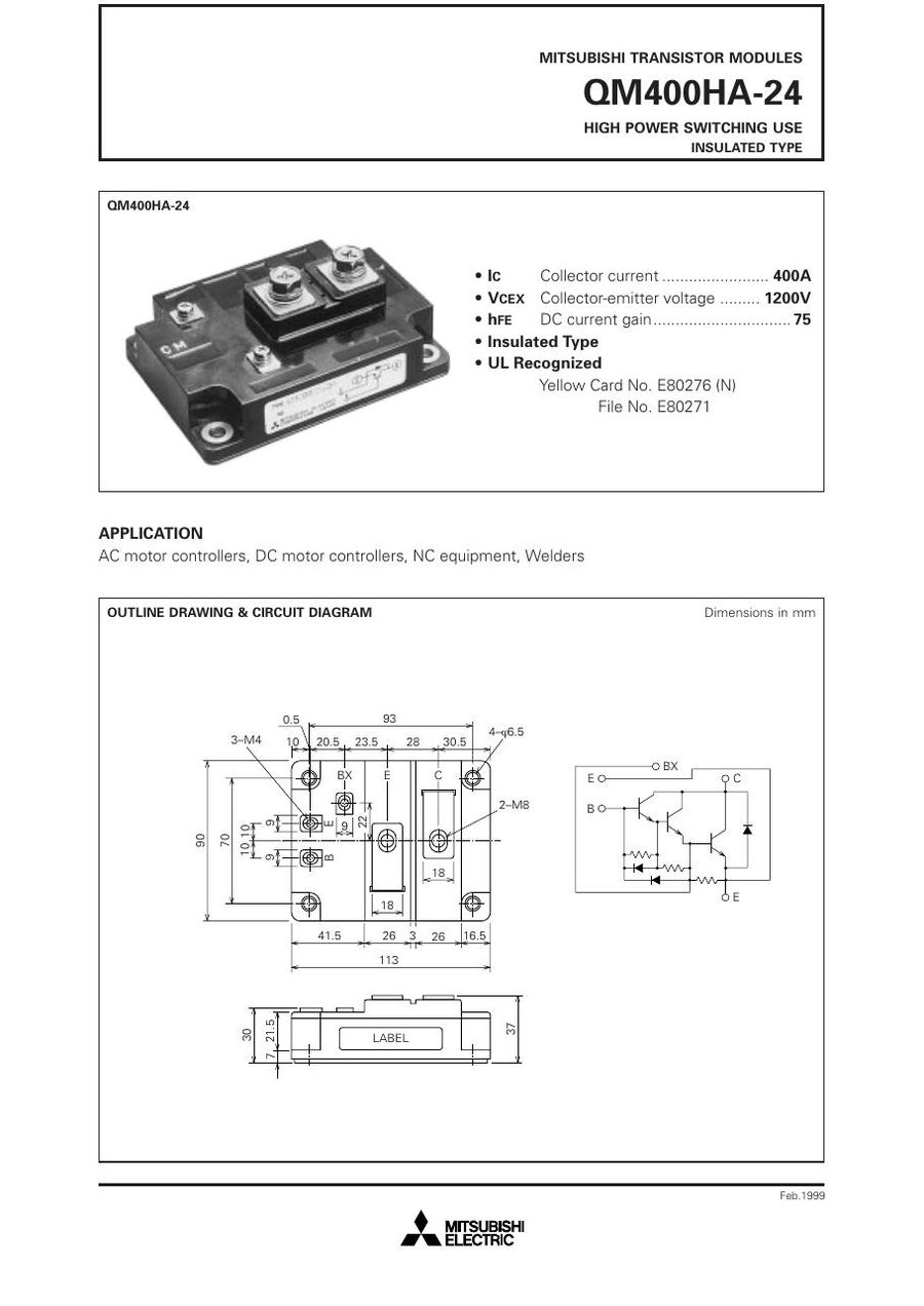 QM400HA-24 Mitsubishi Darlington / Bipolar Transistor Modules