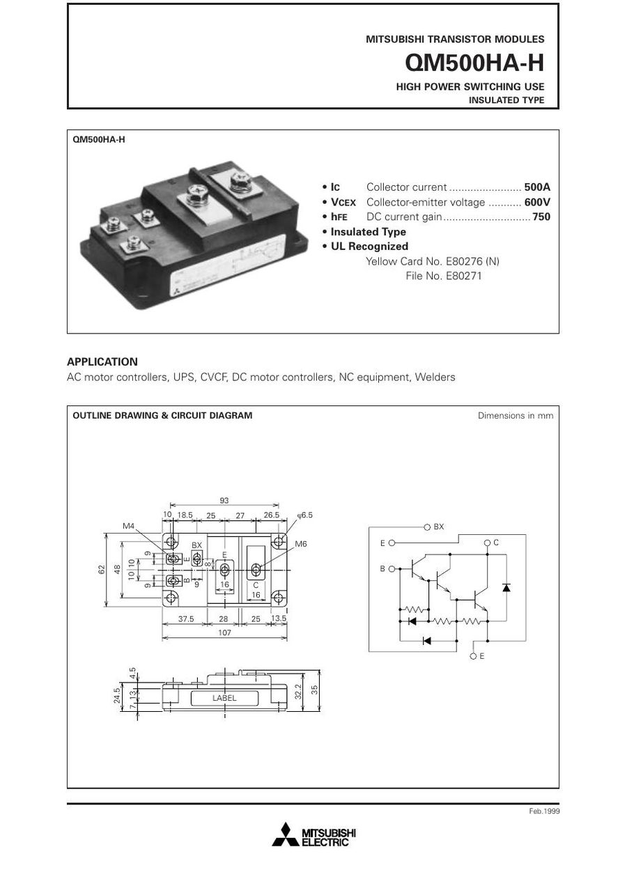 QM500HA-H Mitsubishi Darlington / Bipolar Transistor Modules