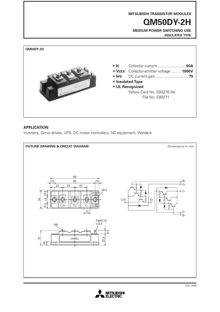 QM50DY-2H Mitsubishi Darlington / Bipolar Transistor Modules