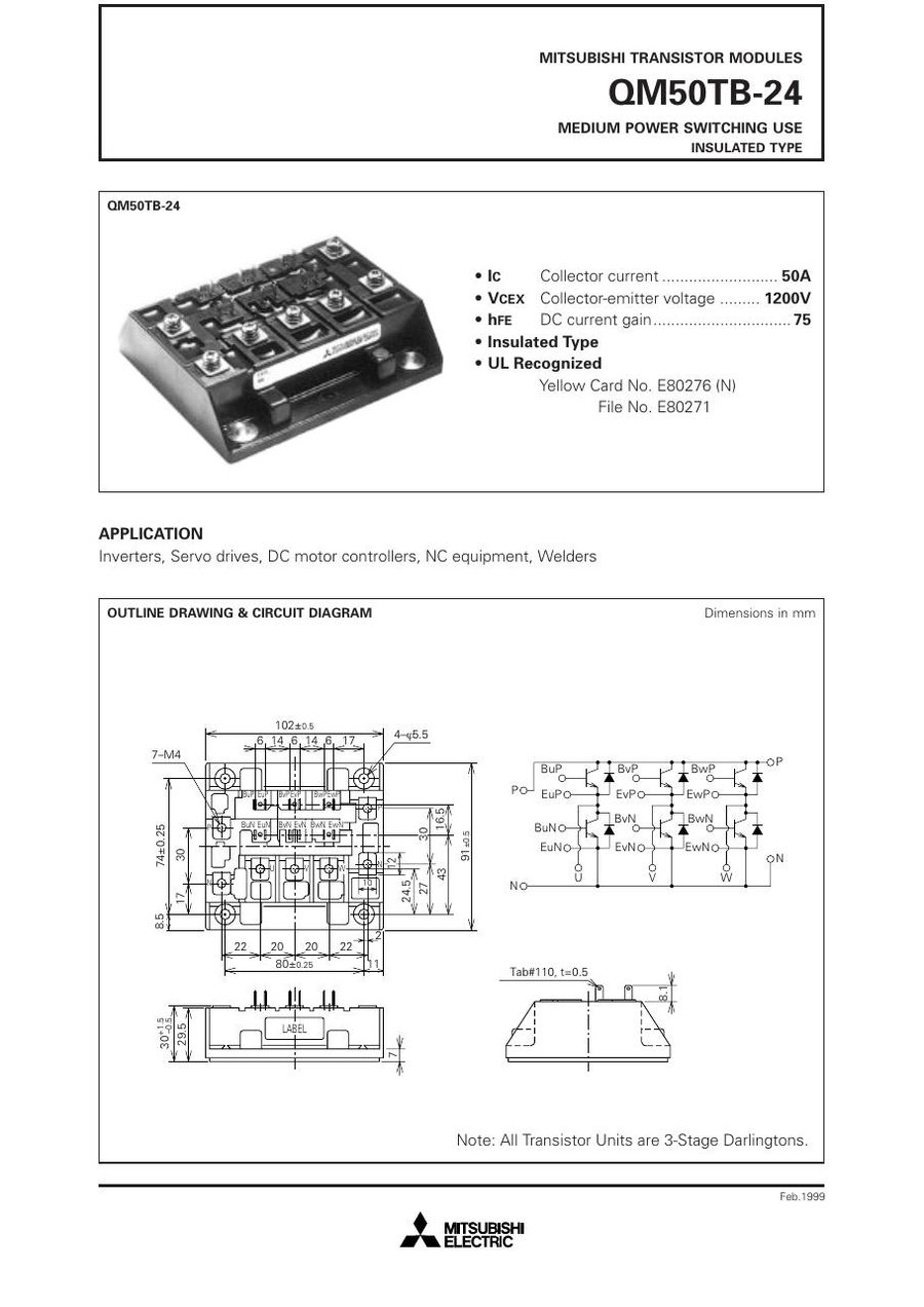 QM50TB-24, Mitsubishi,  Power Transistor Module
