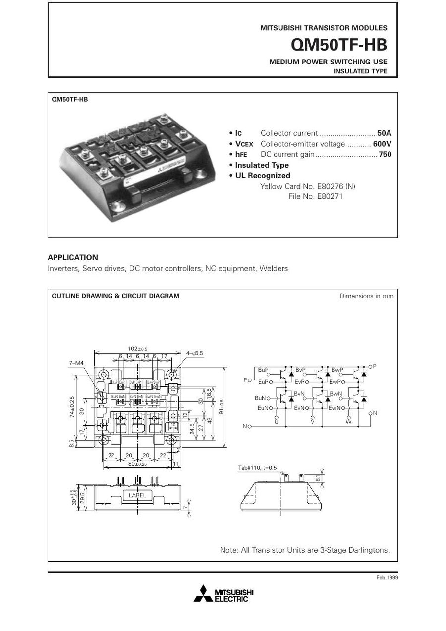 QM50TF-H Mitsubishi Darlington / Bipolar Transistor Modules