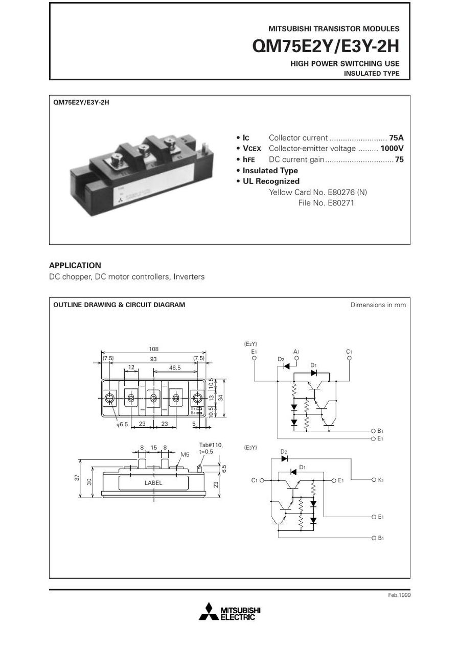 QM75E2Y-2H, Mitsubishi, Power Transistor Module