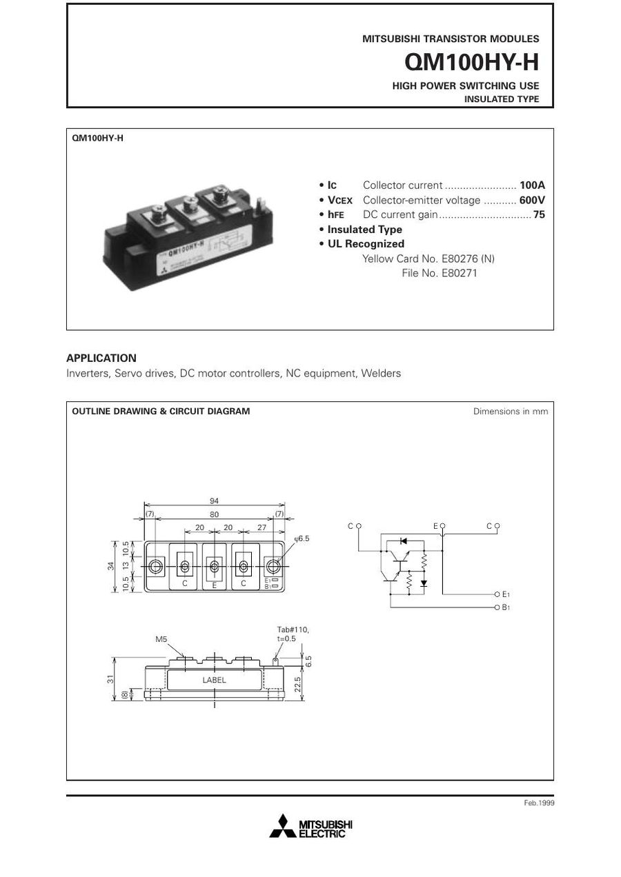QM75HY-H, Mitsubishi,  Power Transistor Module