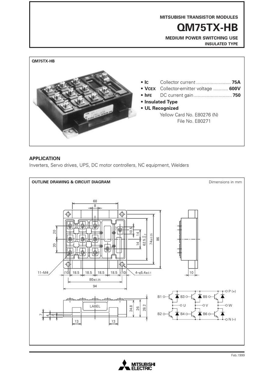 QM75TX-HB, Mitsubishi,  Power Transistor Module